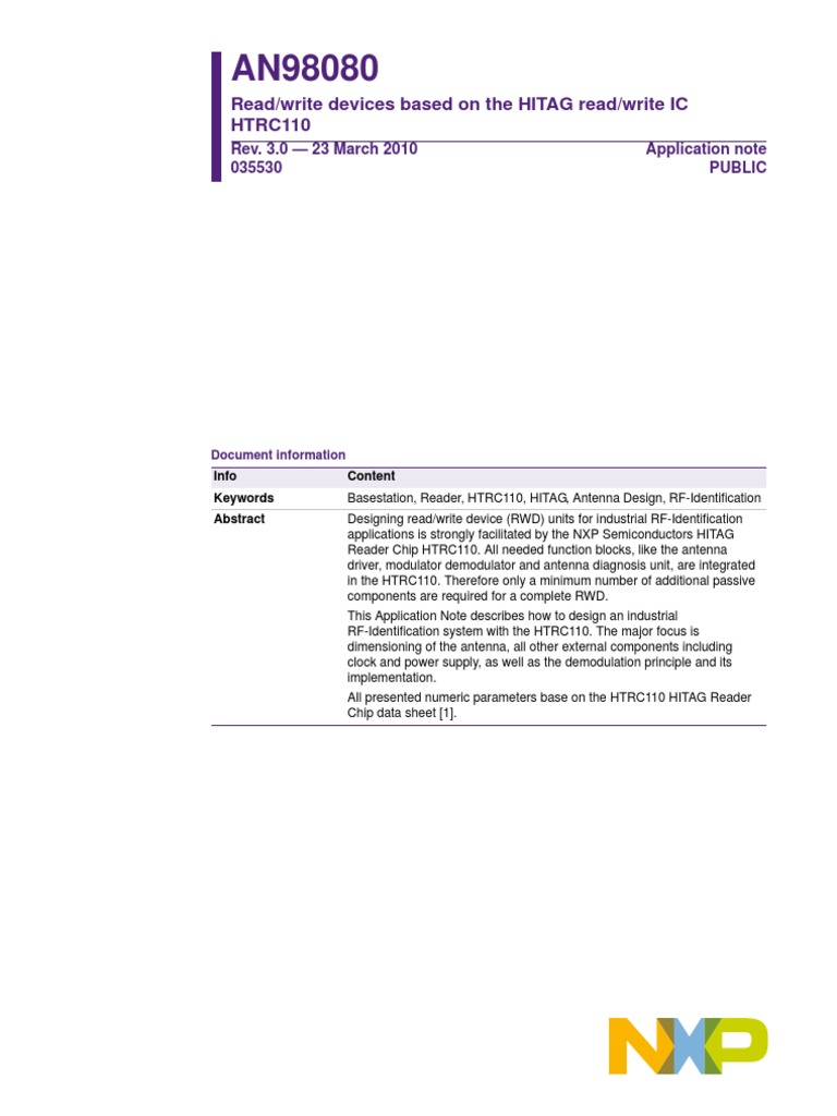 AN98080 - Devices Based in HTRC110 | PDF | Antenna (Radio) | Inductor