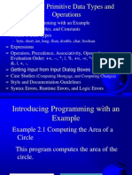 Chapter 2 Primitive Data Types and Operations: - Byte, Short, Int, Long, Float, Double, Char, Boolean