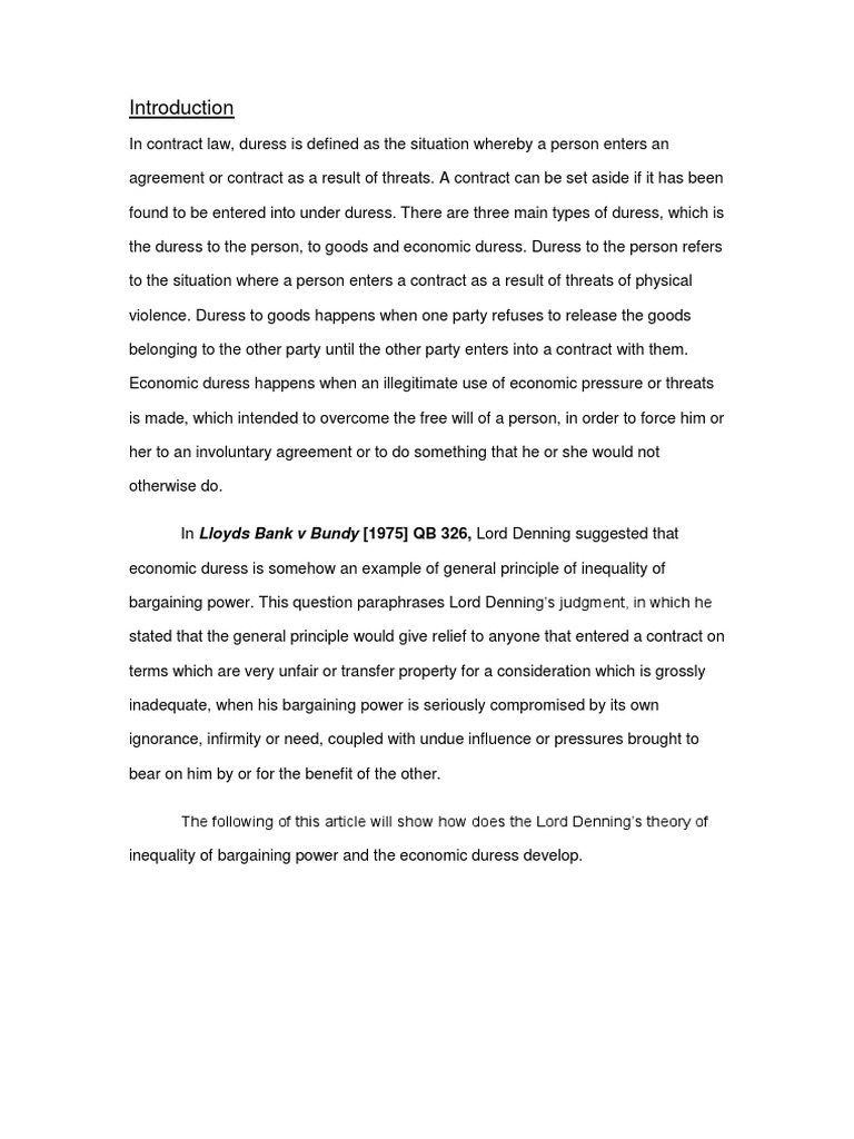 Economic duress essay image