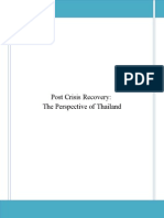 Post Crisis Recovery: The Perspective of Thailand