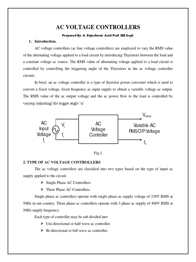 AC Voltage Controllers Overview | PDF | Alternating Current | Switch