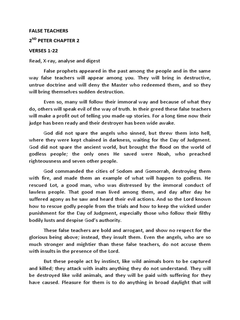 False Teachers 2 Peter Chapter 2 VERSES 1-22 | PDF | Last Judgment ...