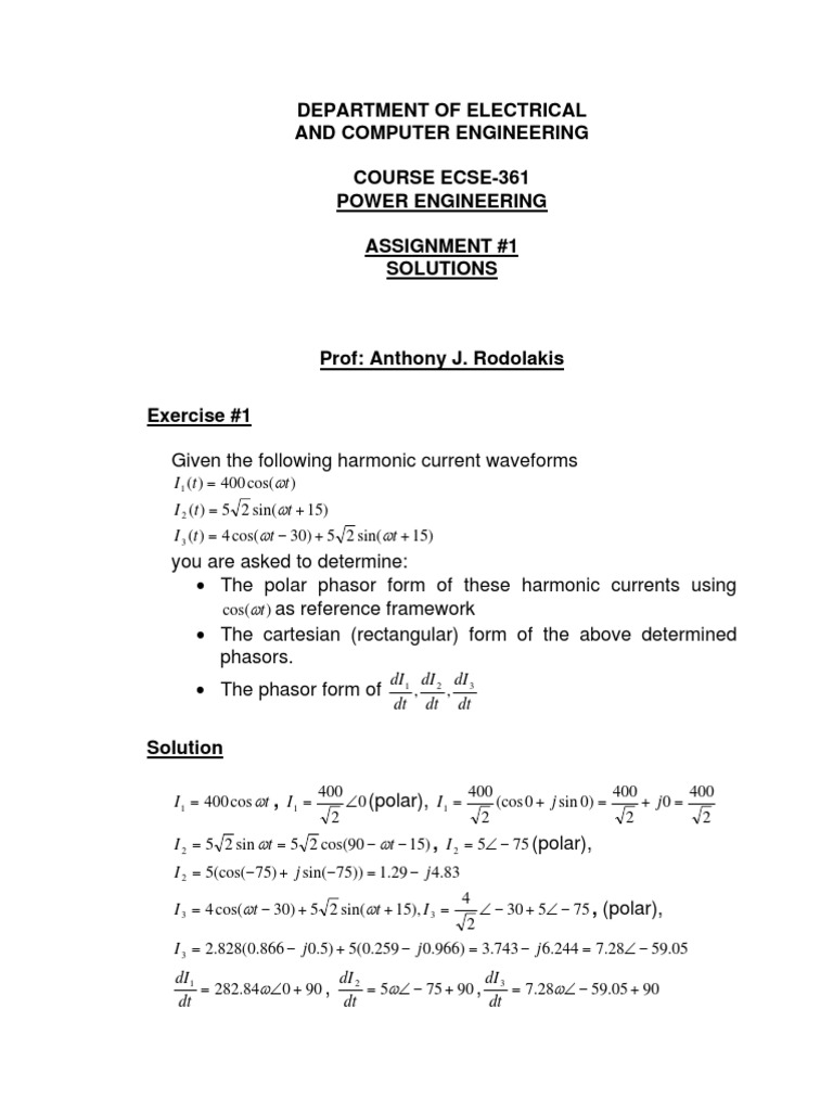 Power Engineering Assignment Solutions | PDF | Ac Power | Magnetic Field