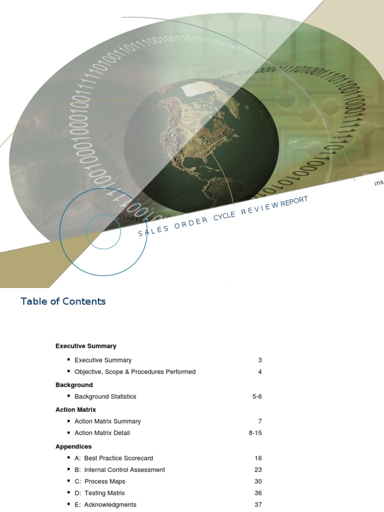 Sales Sales Internal | Control Review Cycle Order Report |
