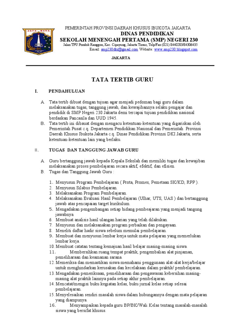Tata Tertib Guru Dan Pegawai Terbaru