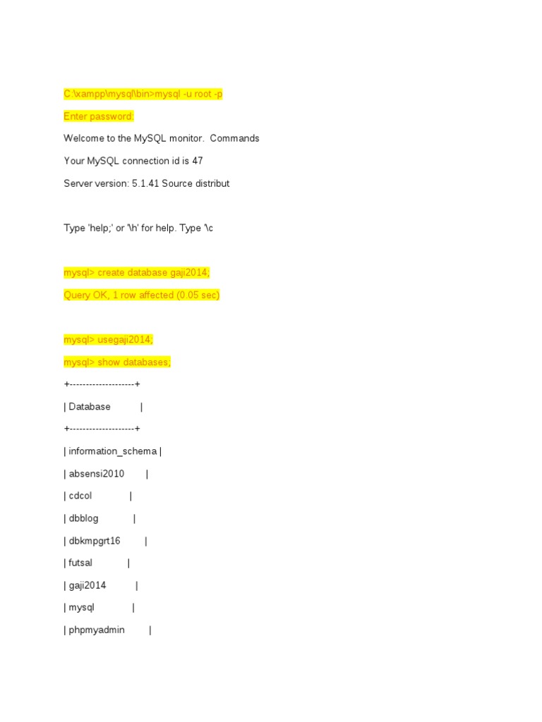MySQL Database Setup Guide | PDF | Teaching Methods & Materials ...