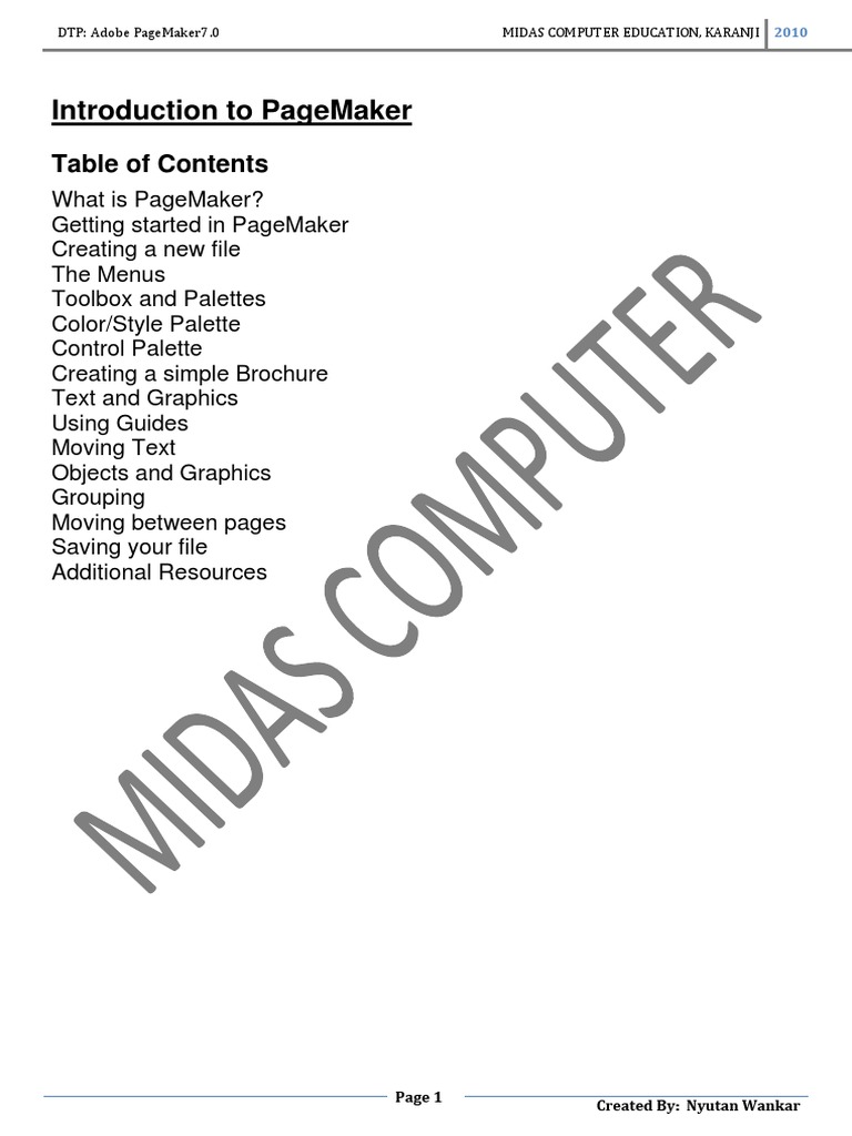 Introduction to Adobe PageMaker 6.5 | PDF | Page Layout | Graphic