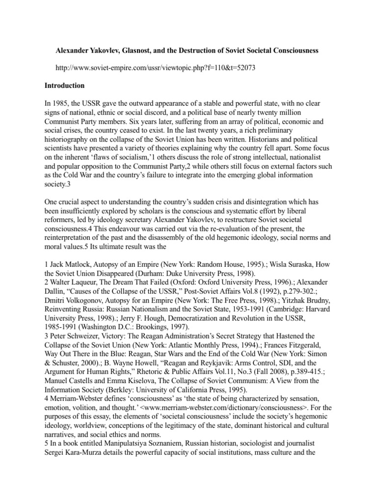 Glasnost and the USSR's Collapse | PDF | Soviet Union | World Politics