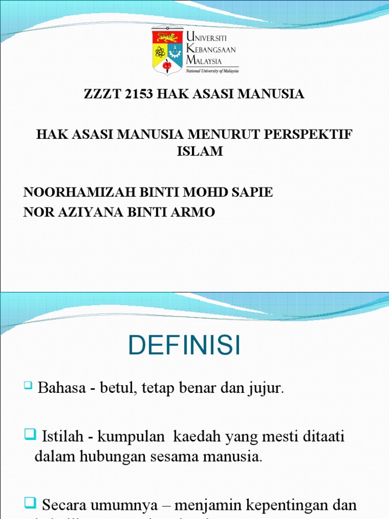 Hak Asasi Manusia Menurut Persepektif Islam  PDF