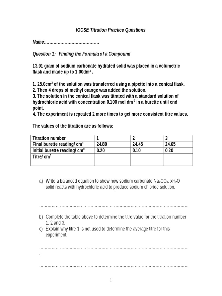 Worksheets Titrations Practice Worksheet 1517739659v1
