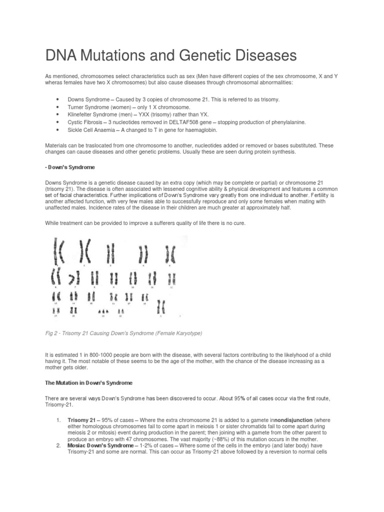 Genetic Mutations and Diseases Explained | PDF | Sickle Cell Disease ...