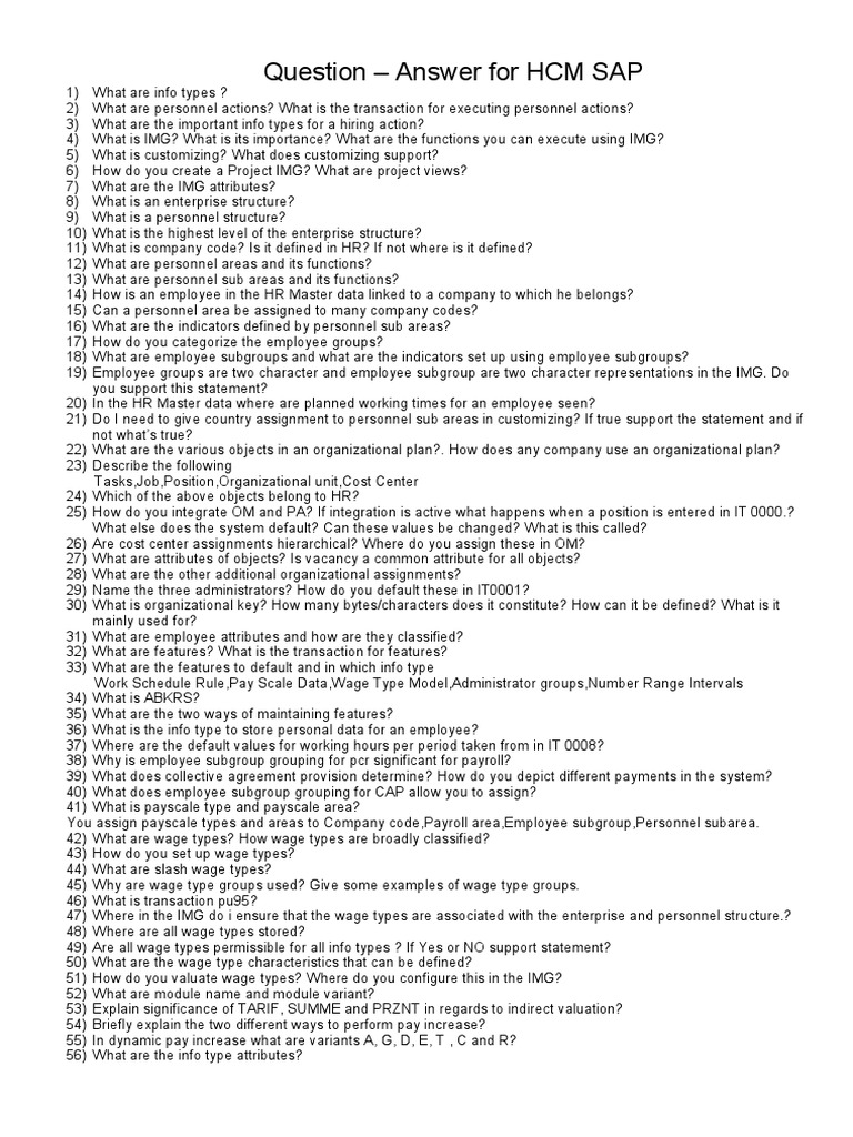 SAP HCM Certification Q&A Guide | PDF | Computers | Technology ...
