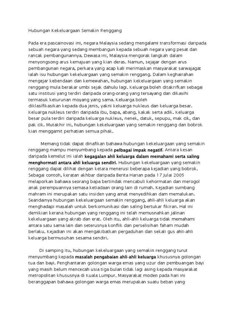 Hubungan Kekeluargaan Semakin Renggang Pdf