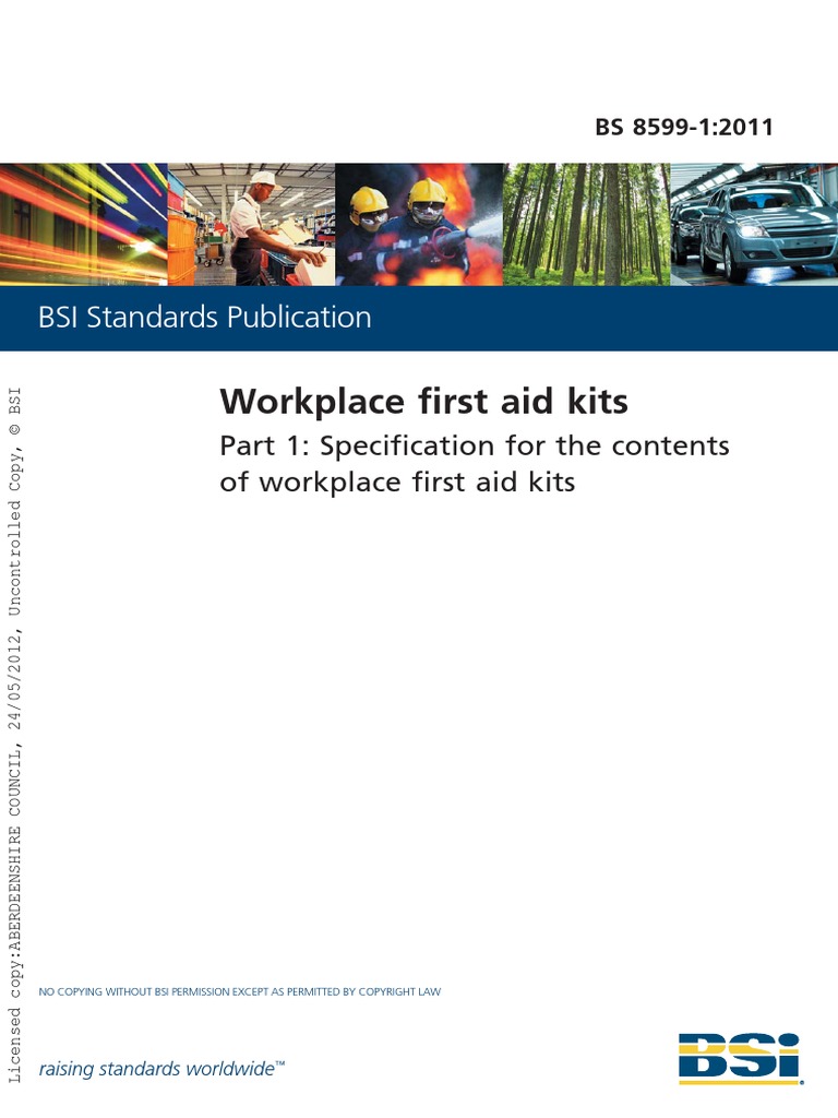 BS 8599 1 First Aid Box Contents1 | PDF | First Aid | Copyright