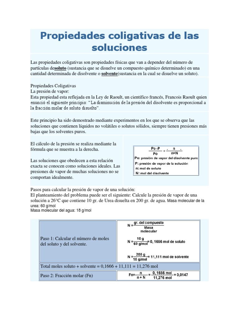 Propiedades Coligativas De Las Soluciones Solvente Osmosis