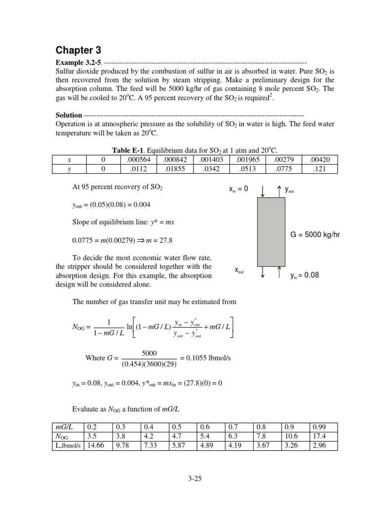 Chap3-2e SO2 Absorption Example | PDF | Pressure | Gases