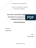 Dezvoltarea Durabilă Și Implementarea Sistemului de Management Al Calităţii Mediului ISO SR EN 14001 Firma Perpetuum