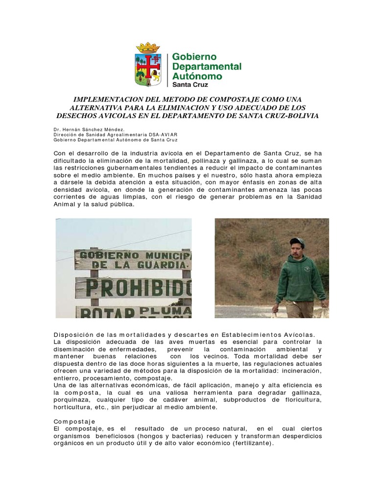 Compostaje de Desechos Avícolas en Santa Cruz | PDF | Compost | Aves