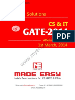 GATE 2014 Computer Science Engineering  / Information Technology Keys & Solution on 1st March (Afternoon Session)