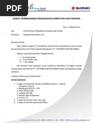 Surat Permohonan Pengadaan Komputer Dan Printerdocx
