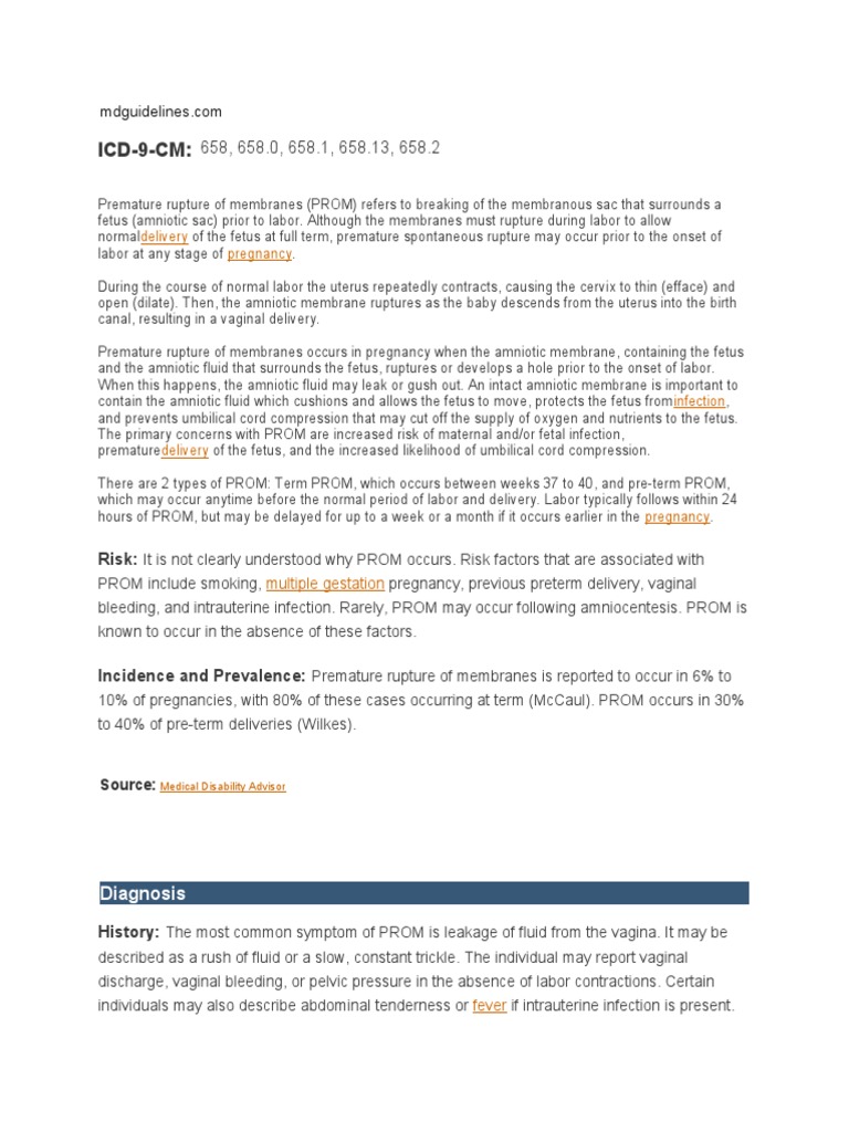 Prom | PDF | Preterm Birth | Medical Specialties