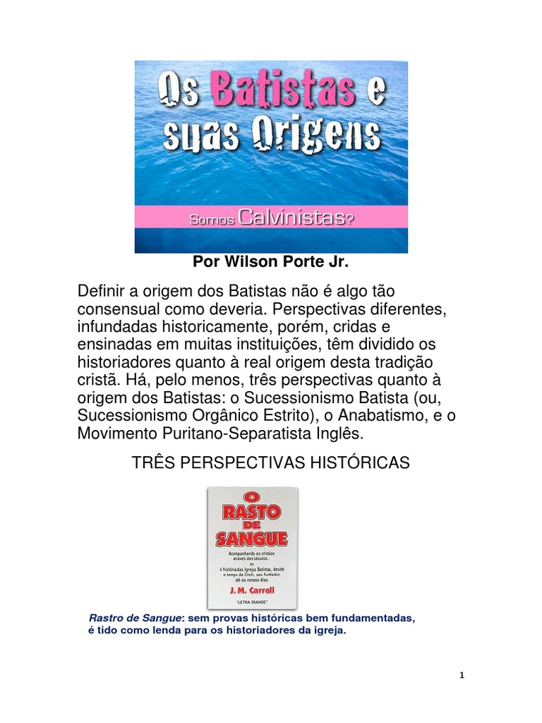 Os Batistas e Suas Origens | PDF | Batistas | Puritanos