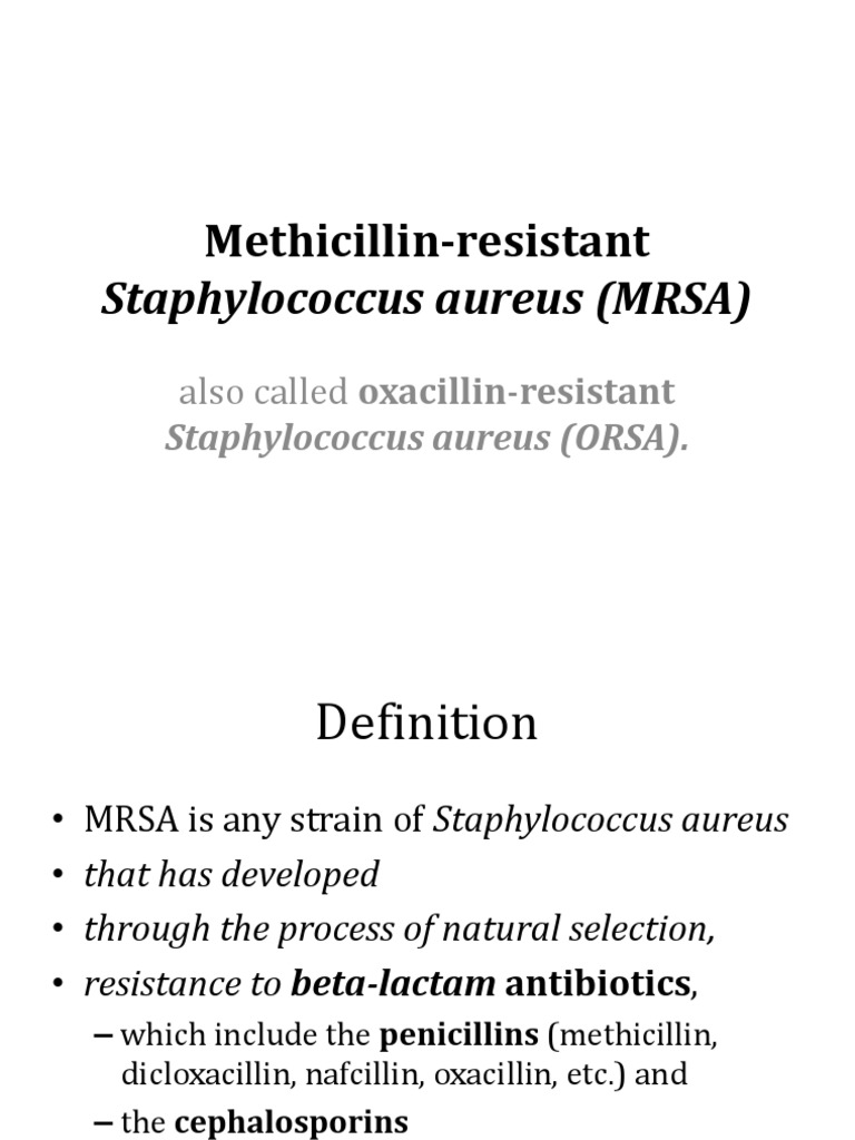 Methicillin-Resistant Staphylococcus Aureus (MRSA) | PDF | Methicillin ...