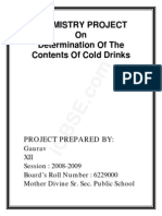 Chemistry Project on Determination of Contents of Cold Drinks