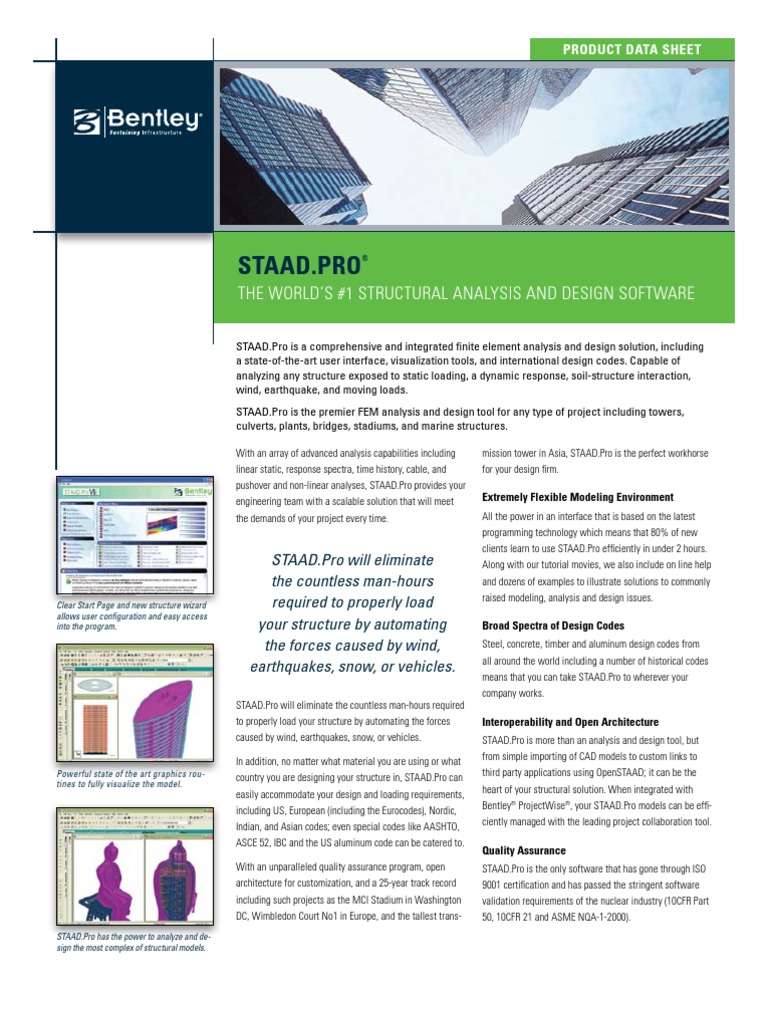 Staad Pro Data Sheet | PDF | Computer Aided Design | Application ...