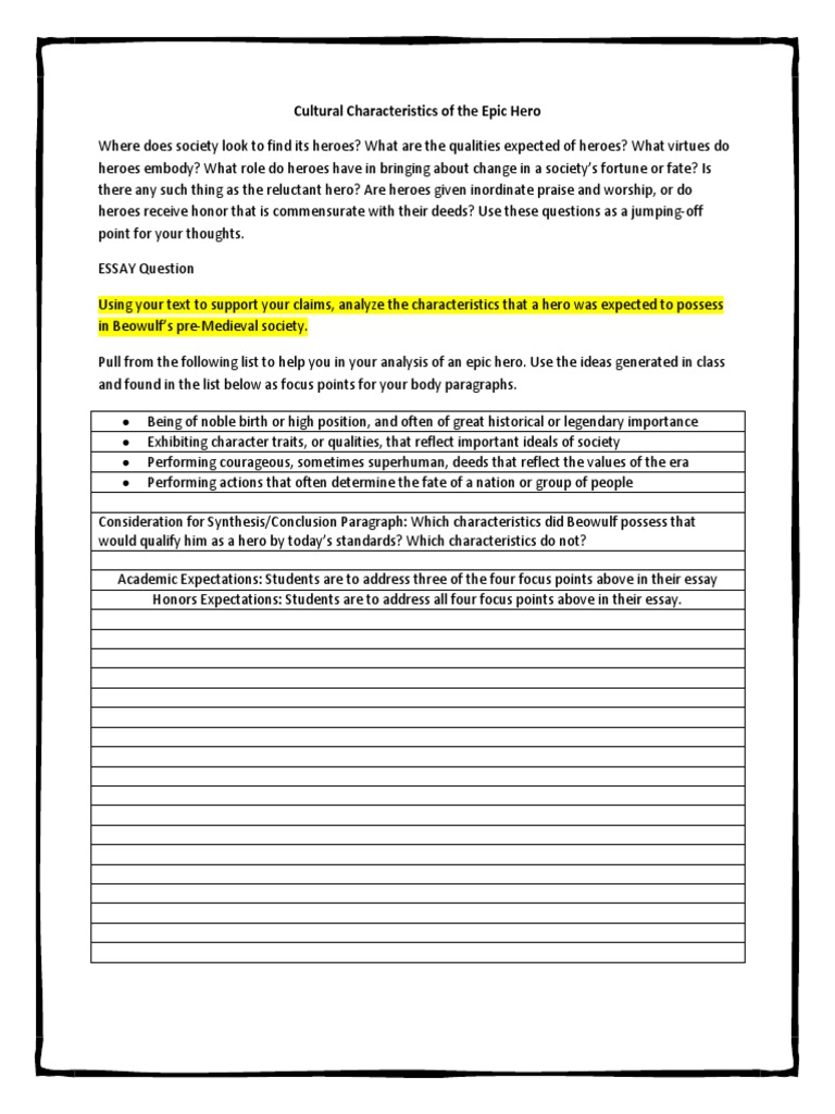 epic hero essay