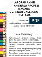 Laporan Akhir Kuliah Kerja Profesi / Magang Pt. Sinar Galesong Pratama