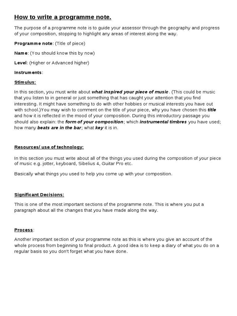How To Write A Programme Note | PDF | Musical Compositions | Performing ...