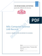 MSC Computer Science Lab Record: College of Applied Science, Kattappana