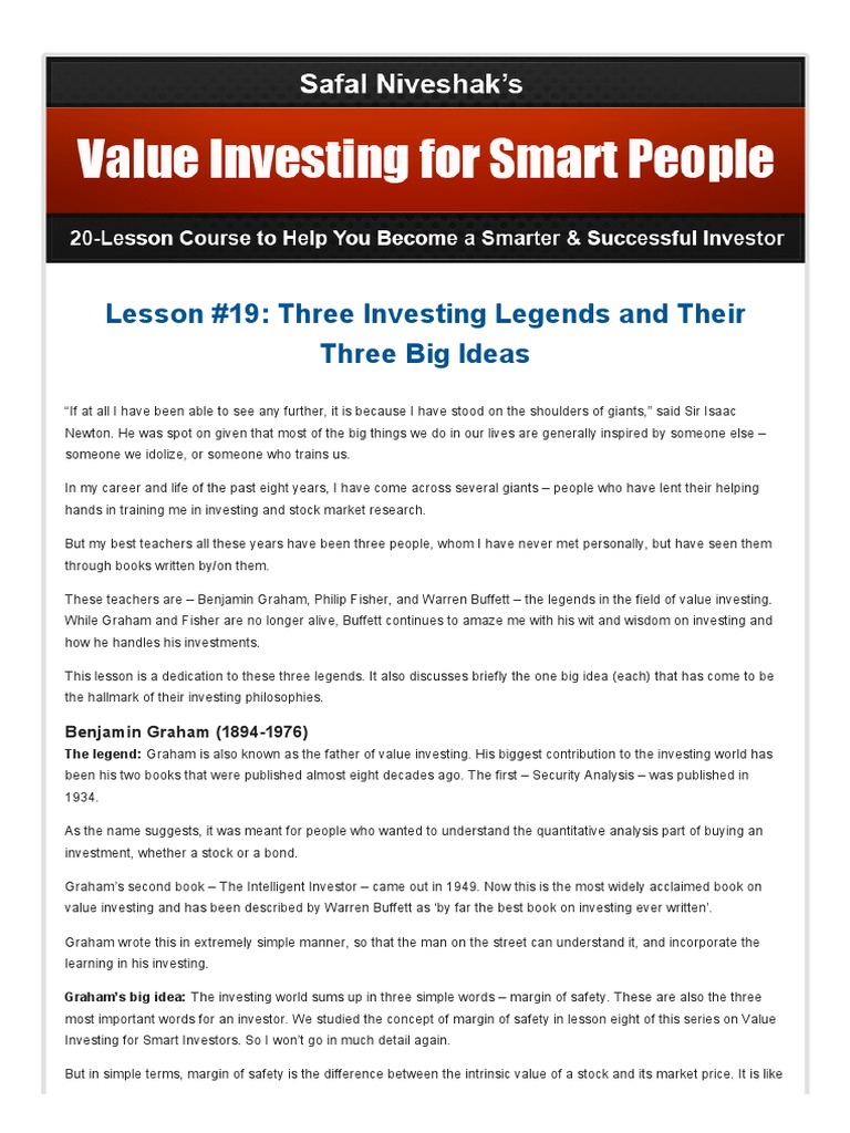 Value Investing Insights from Legends | PDF | Value Investing ...