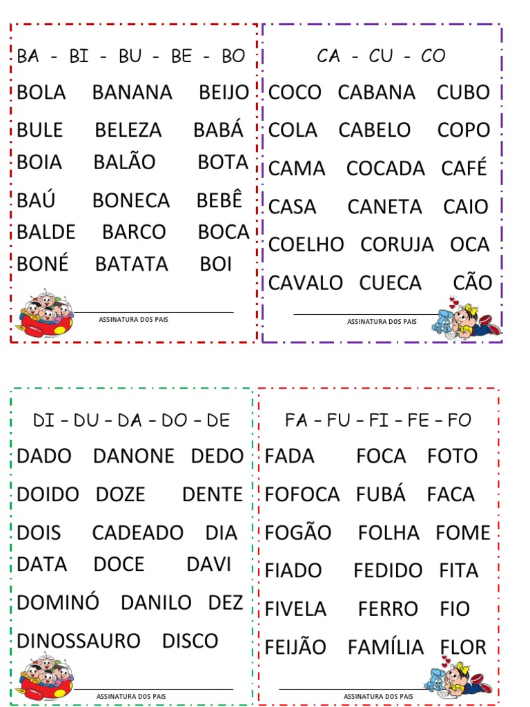 GRUPO DE PALAVRAS 1º ANO -CAD. LEITURA
