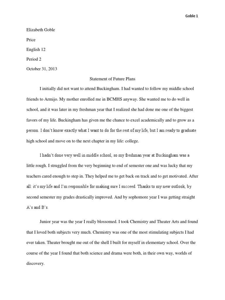 2014 Statement of Future Plans | PDF