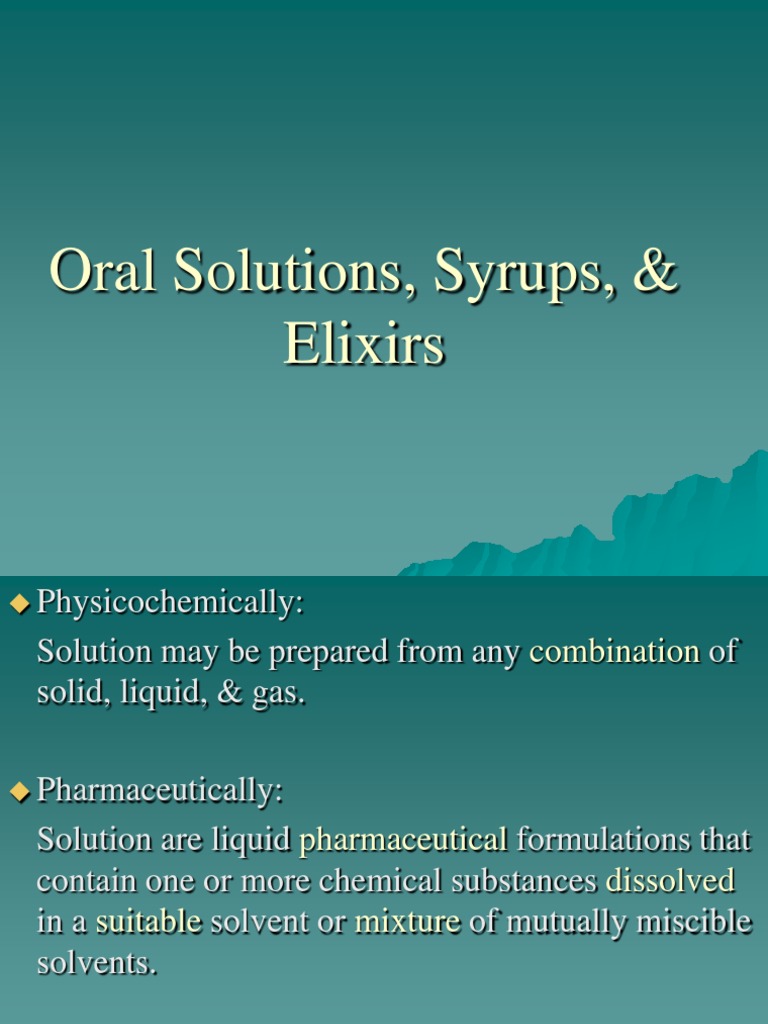Differences Between Syrups and Elixirs | PDF | Solution | Solvation