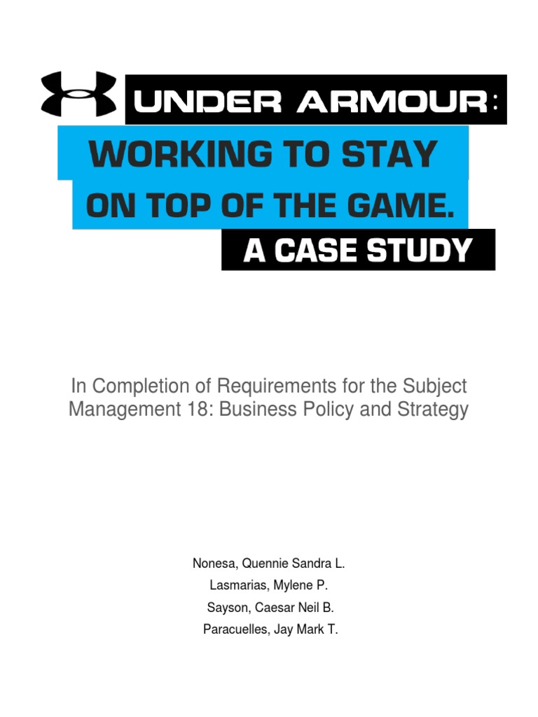 Under Armour Case Study analysis Supply Chain Strategic Management