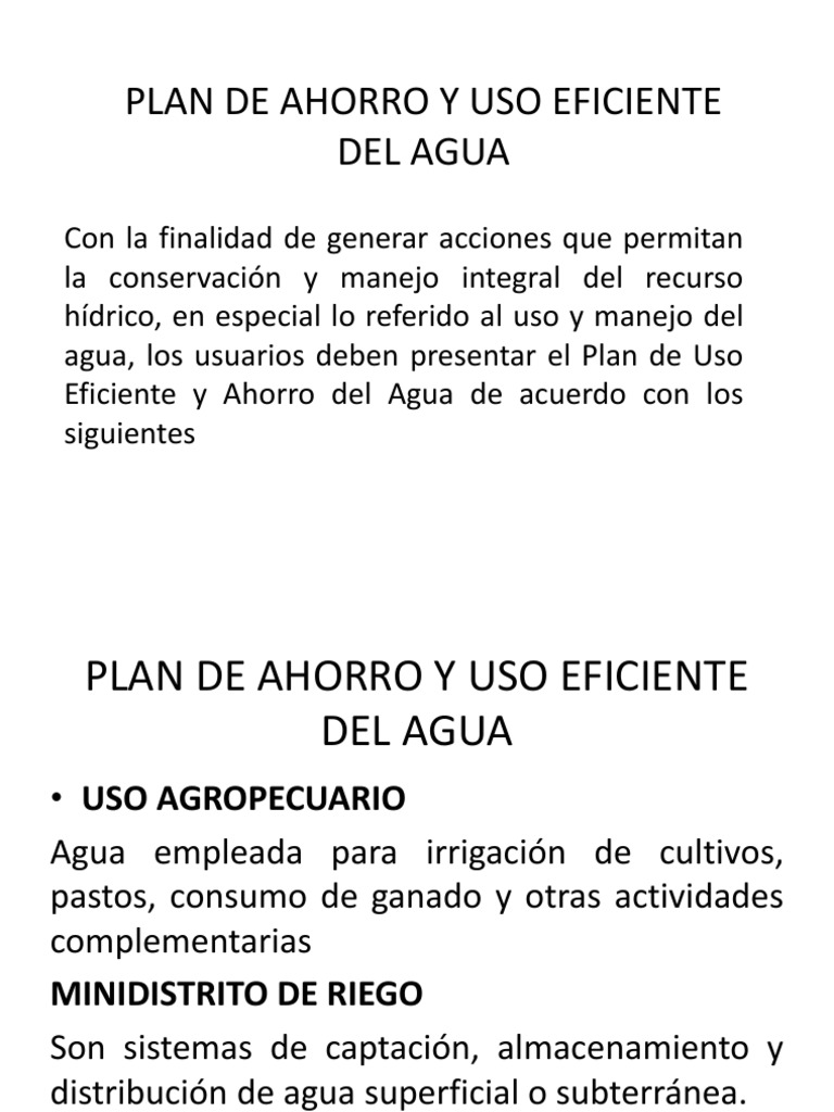 Plan de Ahorro y Uso Eficiente del Agua | PDF | Riego | Aguas residuales