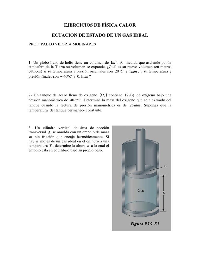 Ejercicios de Física: Gas Ideal y Calor | PDF | Gases | Mole (Unidad)
