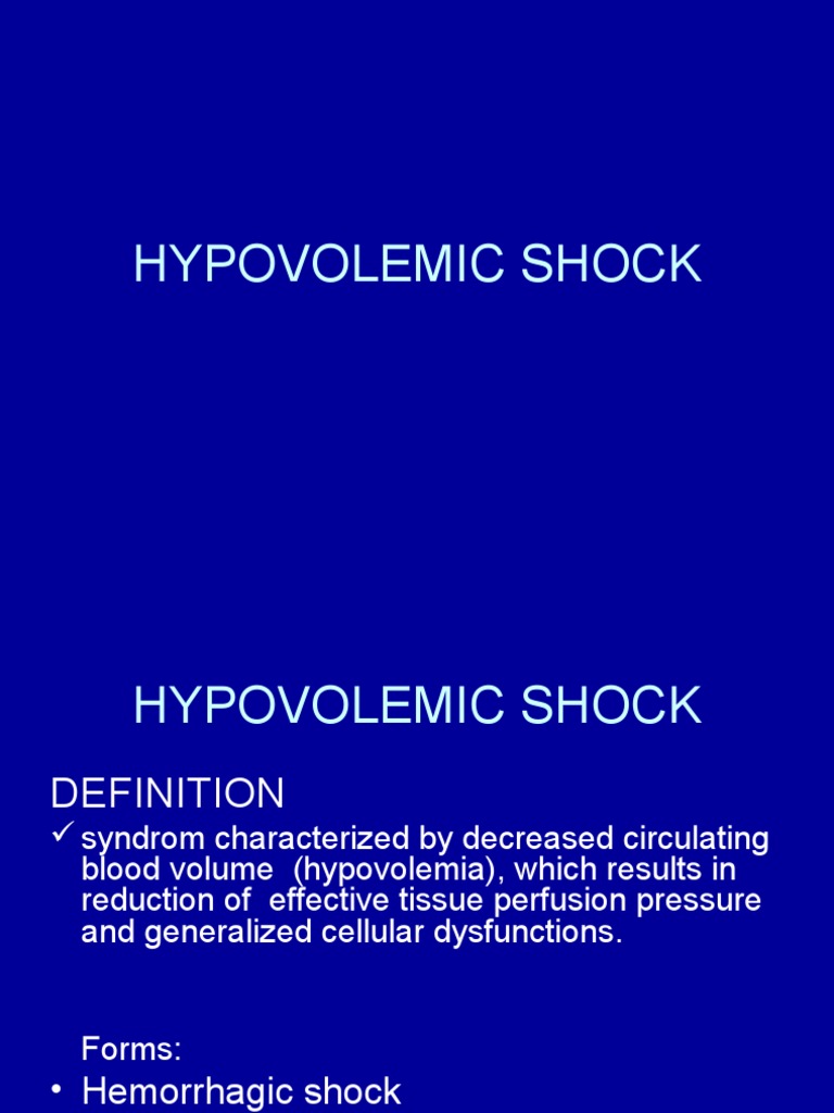 Understanding Hypovolemic Shock Causes and Treatment | PDF | Shock ...