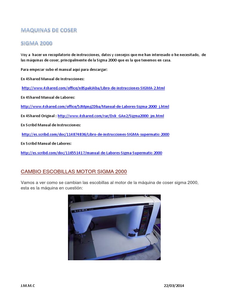 Sigma 2000 - JM PDF | PDF | Máquina de coser