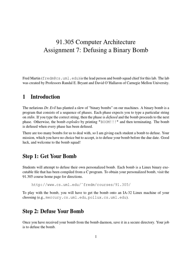 Bomb Lab PDF Computer Engineering Computer Programming