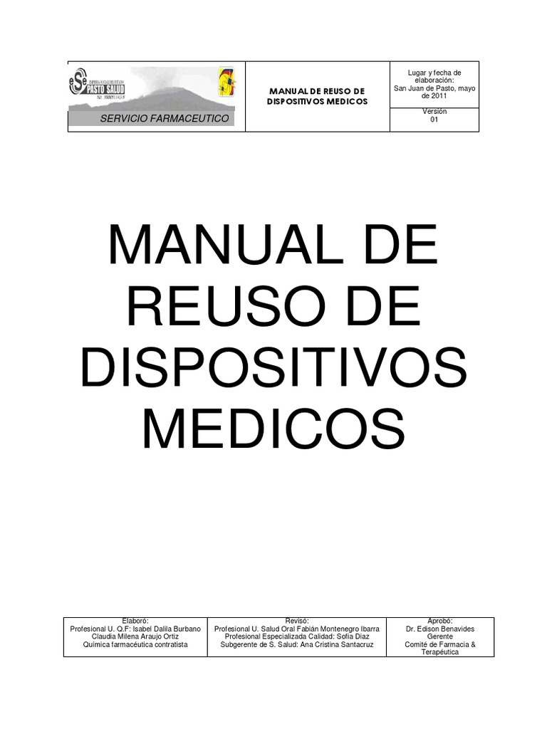 Manual De Uso Y Reuso Rev Por Odont Y Laborat Farmac utico 