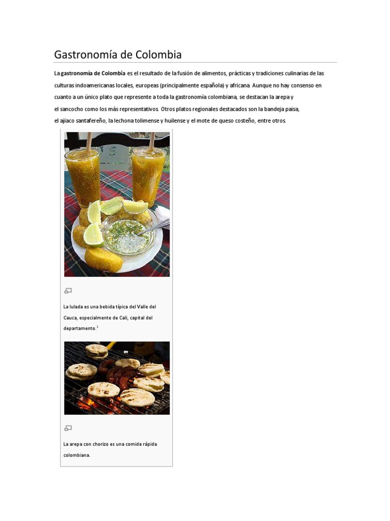Gastronomía de Colombia | PDF | Cocinando | Cocina occidental