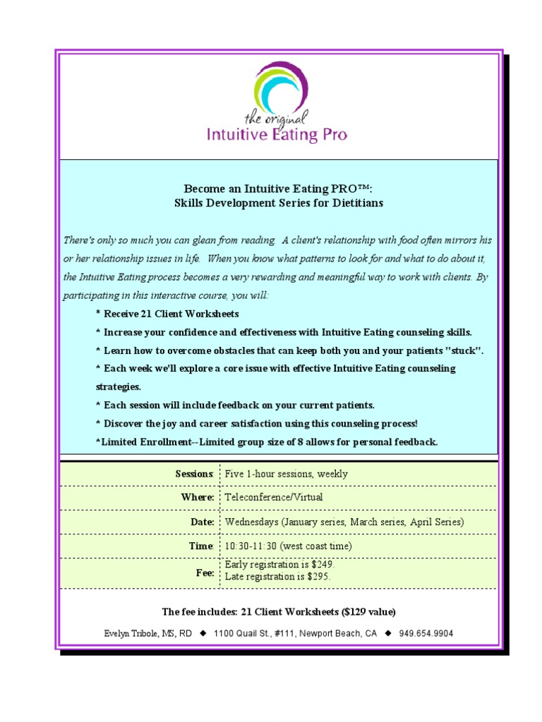 Intuitive Eating PRO Skills Training Course Outline and Registration