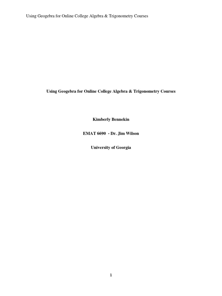 Geogebra in College Algebra & Trigonometry | PDF | National Council Of ...
