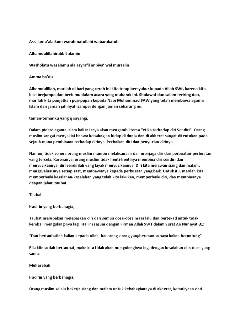 Kumpulan Teks Pidato Tentang Taubat Kumpulan Referensi Teks Pidato