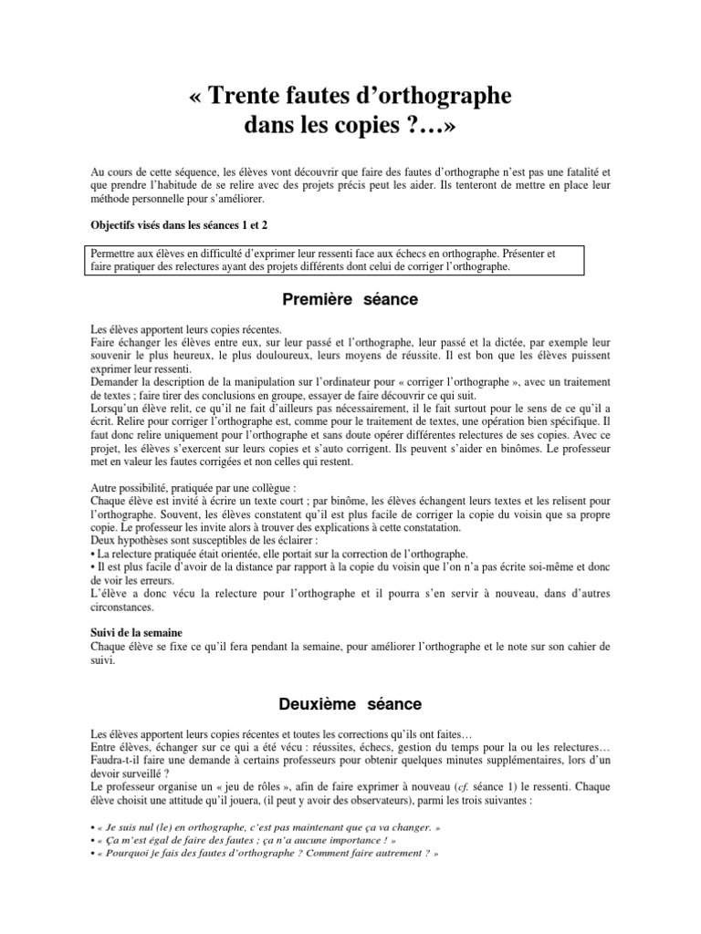 Fautes d'orthographe : méthodes de correction | PDF | Orthographie ...