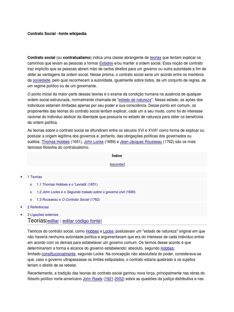 Em Que Consiste O Contrato Social Tal Como O Concebe